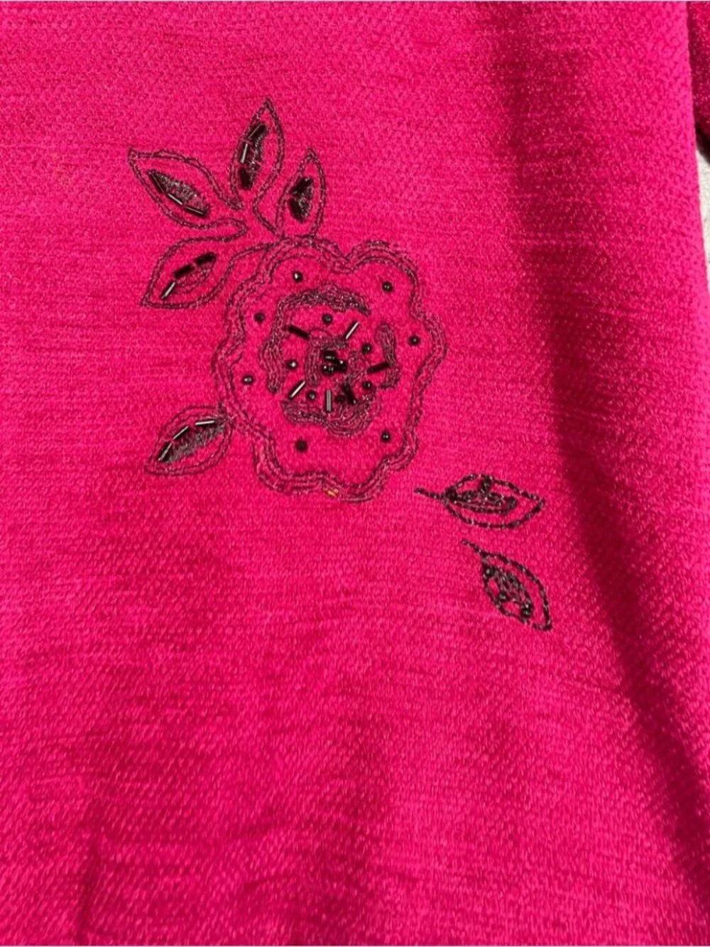 Vintage Napa Valley Embroidered Magenta Jacket Paisley Trim Large Boho Artsy